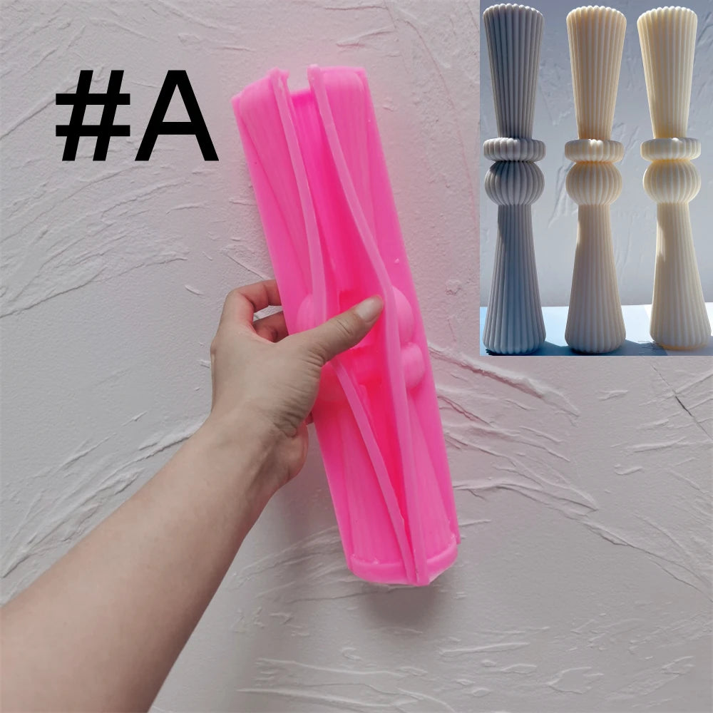 Pink A mold with tapered-base candle examples
