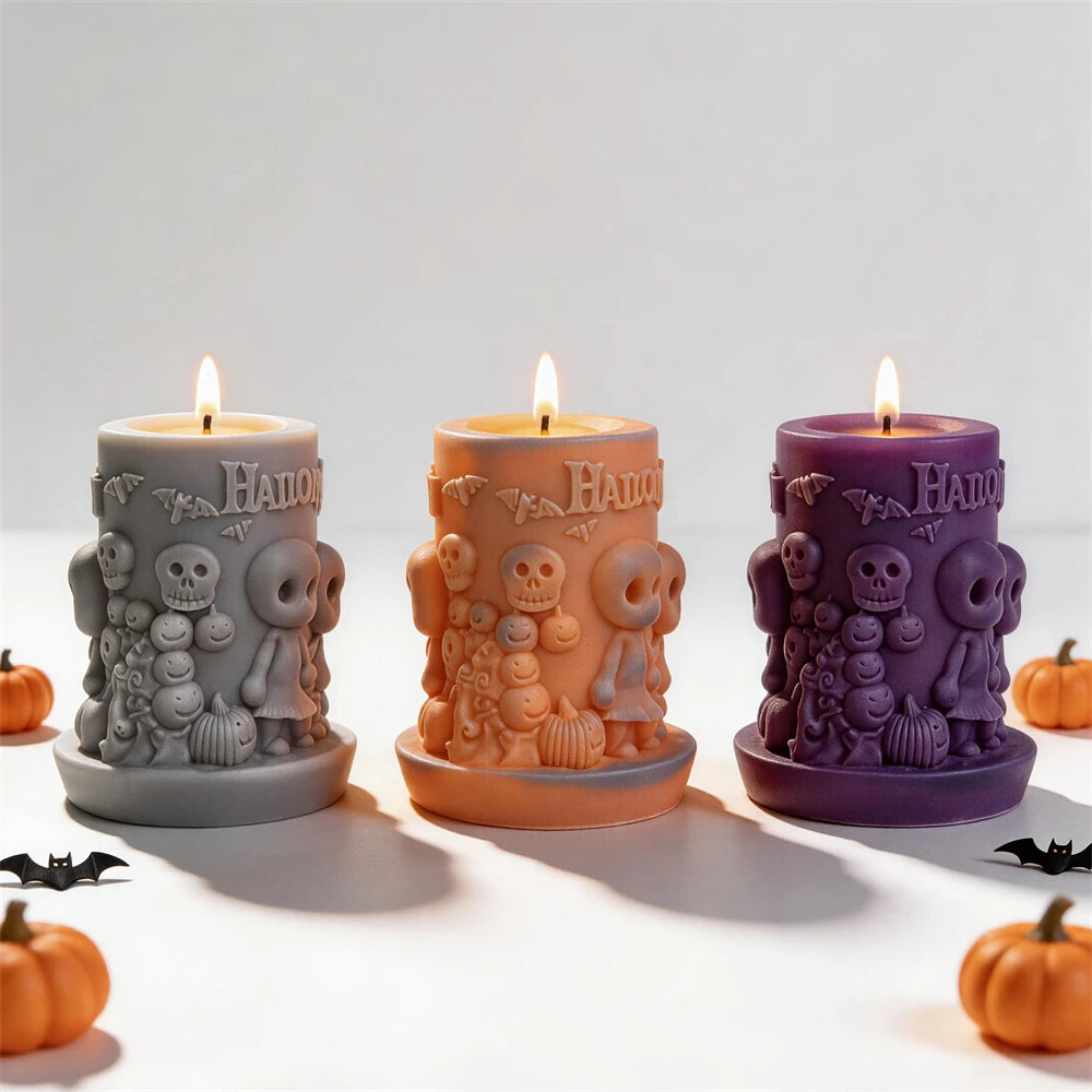 Gray, orange and purple detailed Halloween scene castings