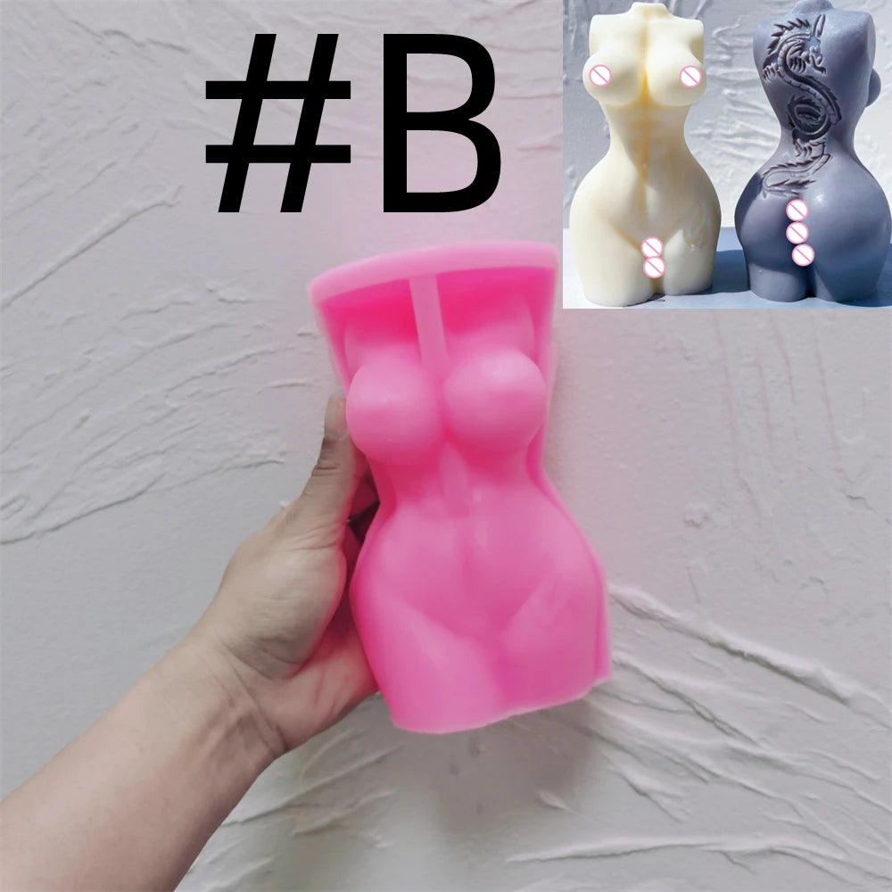 Pink silicone Dragon Torso B mold held in a hand