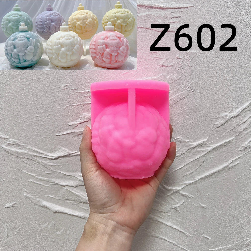 Pink Santa Z602 mold with matching Santa bauble examples