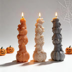Front, side and rear views of the Halloween candle stack