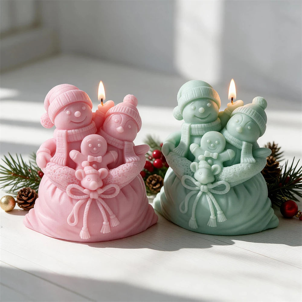 Angled Christmas character sack candle castings