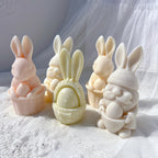 Egg baskets and bunny gnomes in pastel candle colors