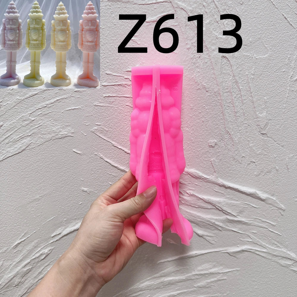 Pink silicone mold labeled Z613 with soldier casting references