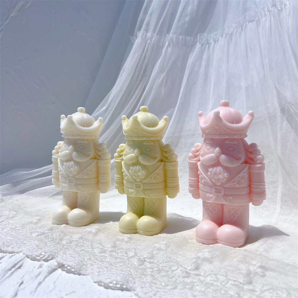 Four crowned nutcracker examples standing together