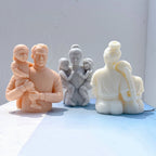 Front and rear views of parent-and-child scenes