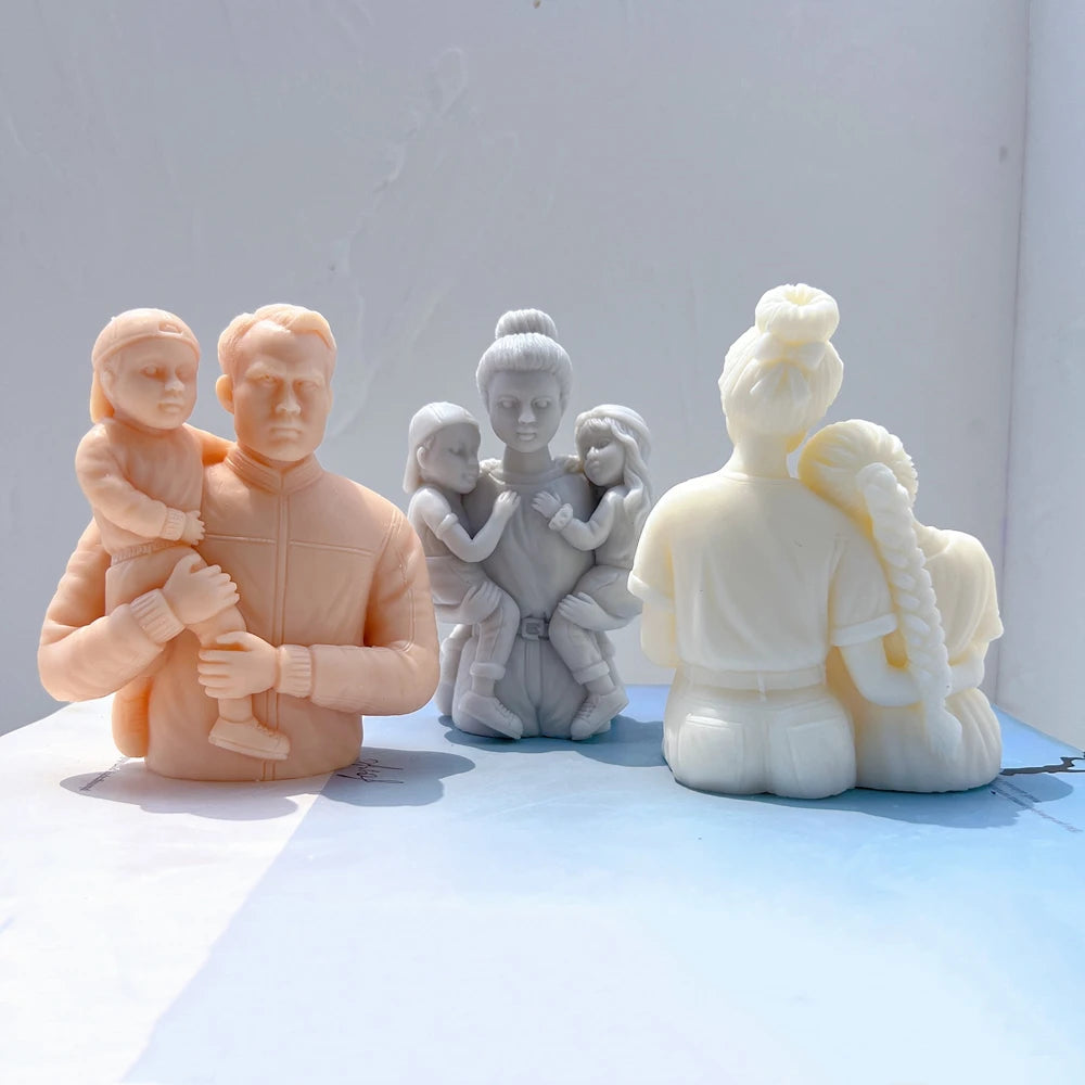 Front and rear views of parent-and-child scenes