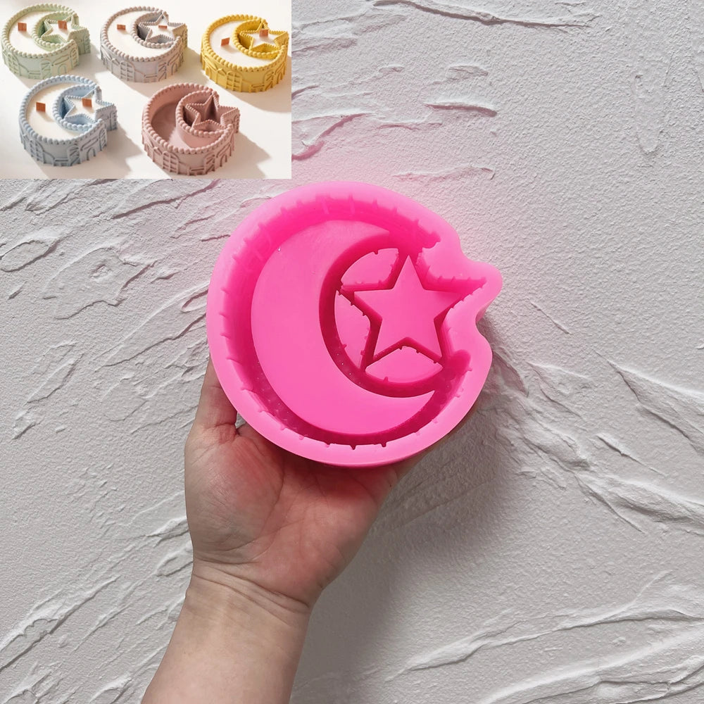 Pink Crescent and Star holder silicone mold