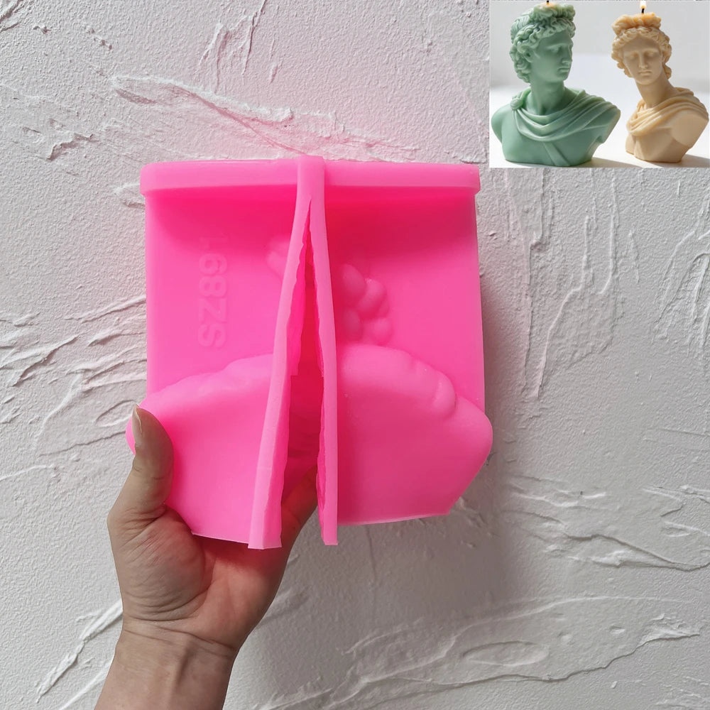 Pink silicone classical portrait bust mold