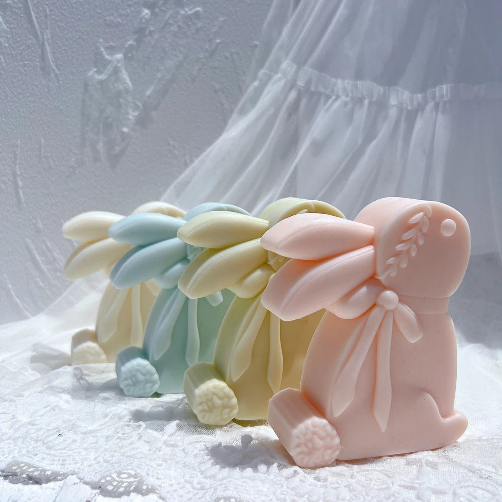 Several pastel leaf-detail rabbits arranged together