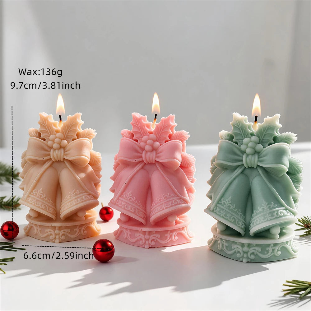 Bell candle size diagram showing 9.7 cm height and 6.6 cm base width