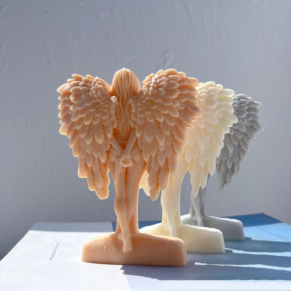 Peach winged girl casting with a long-haired central figure