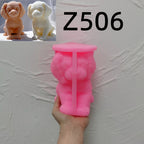 Pink Z506 silicone puppy mold with matching examples