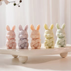 Standing bunny holding carrot Easter candle castings in pastel wax