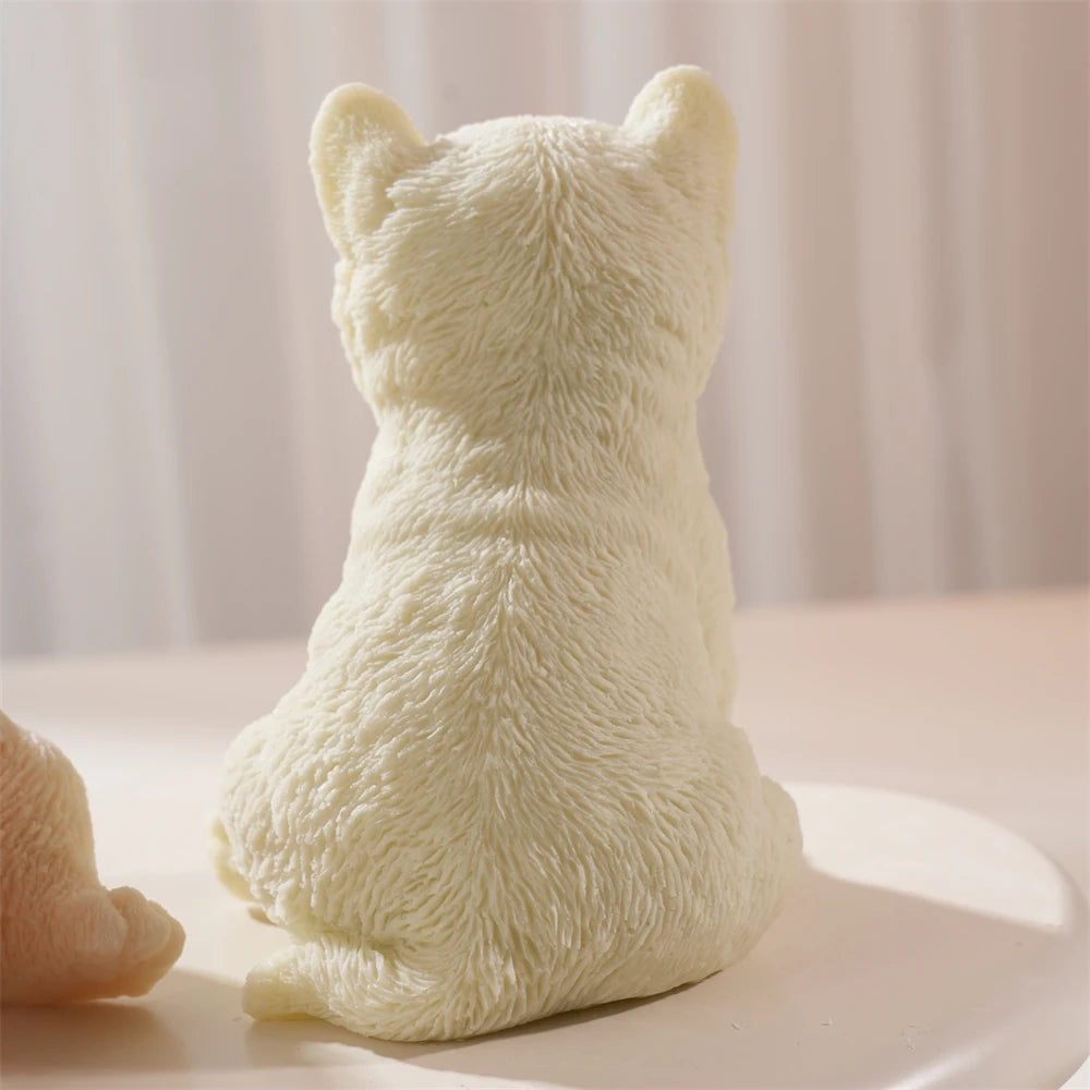 Rear view of the Shiba Inu casting showing fur and curled tail