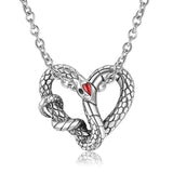 S925 Silver Black Gold Snake Heart Necklace Obsesie