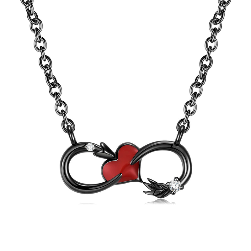 S925 Silver Collar Chain Infinity Heart Charm Necklace Obsesie