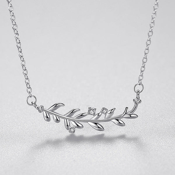 S925 Silver Leaf Pendant Minimal Design Necklace Obsesie