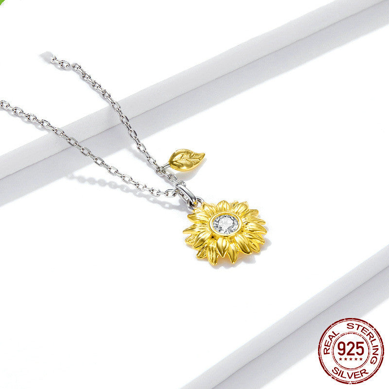 S925 Silver New Sunflower Collarbone Chain Obsesie