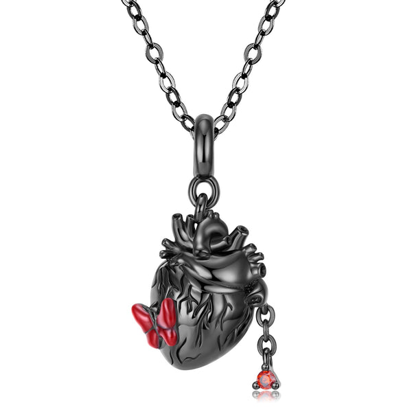 S925 Silver Plated Black Gold Anatomical Heart Necklace Obsesie