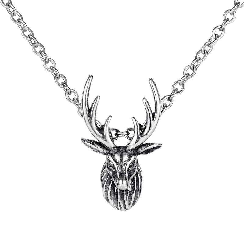 S925 Silver Steel Titanium Versatile Deer Horn Necklace Sweater Chain Christmas Gift Obsesie