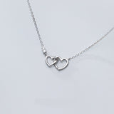 S925 Silver Sterling Love Sweet Interlocking Hearts Pendant Necklace Obsesie