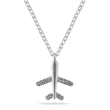 S925 Sterling Silver Airplane Clavicle Chain Necklace Diamond Inlaid Obsesie