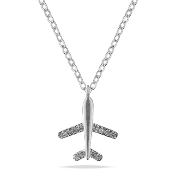 S925 Sterling Silver Airplane Clavicle Chain Necklace Diamond Inlaid Obsesie