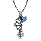 S925 Sterling Silver Chameleon Necklace Black Gold Plated Inlaid Composite Opal Obsesie