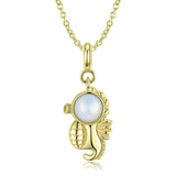 S925 Sterling Silver Electroplated 14K Gold Seahorse Necklace Obsesie