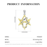 S925 Sterling Silver Entwined Snake Star Pentagram Pendant Necklace Obsesie