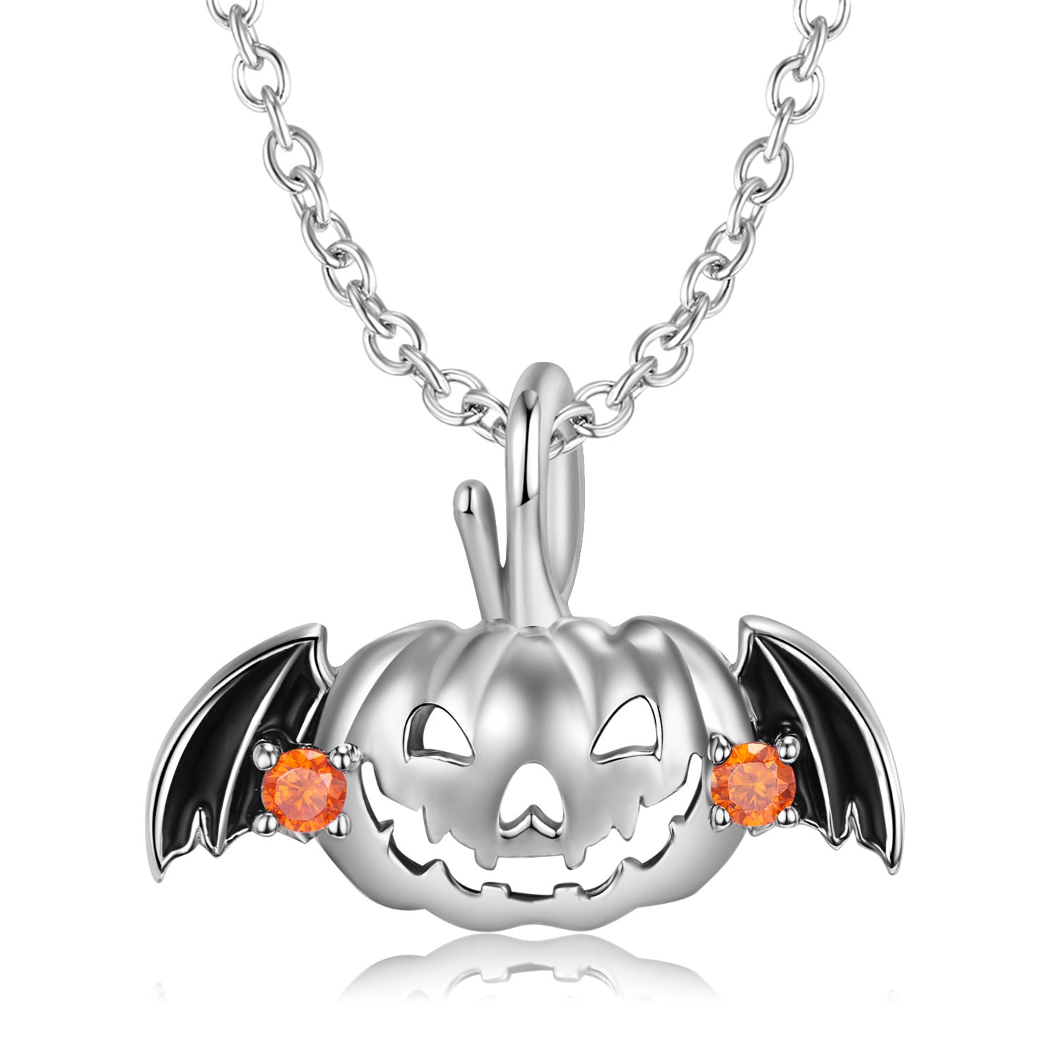 S925 Sterling Silver Flying Pumpkin Necklace Obsesie