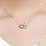 S925 Sterling Silver Forever Together Interlocking Cats Pendant Necklace Obsesie