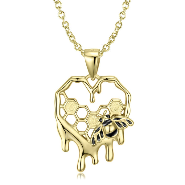 S925 Sterling Silver Gold-plated Dripping Honeycomb Heart Necklace Obsesie