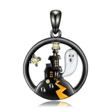 S925 Sterling Silver Halloween Ghost Castle Necklace Obsesie