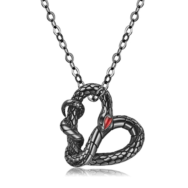 S925 Sterling Silver Heart Snake Necklace Obsesie