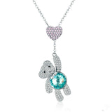 S925 Sterling Silver Little Teddy Bear Love Heart Necklace Obsesie