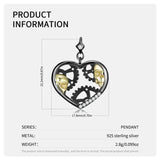 S925 Sterling Silver Mechanical Gear Heart Necklace Obsesie
