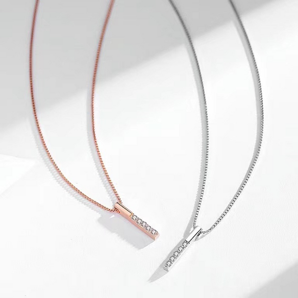 S925 Sterling Silver Minimalist Bar Necklace Simple Light Luxury Necklace Obsesie