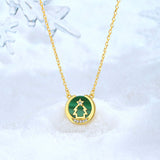 S925 Sterling Silver Natural Malachite Lucky Christmas Tree Necklace Gift For Women Obsesie