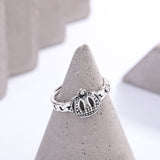 S925 Sterling Silver Ring Crown Push Pull Design Index Finger Ring Obsesie
