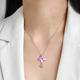 S925 Sterling Silver Shining Purple Butterfly Necklace Obsesie