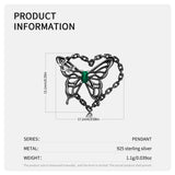 S925 Sterling Silver Simple Butterfly Hollow Heart Necklace Obsesie