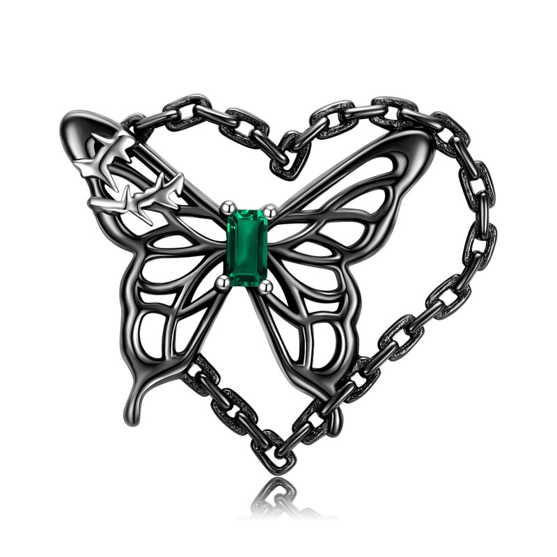 S925 Sterling Silver Simple Butterfly Hollow Heart Necklace Obsesie