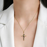 S925 Sterling Silver Snake Wrapped Cross Pendant Necklace Obsesie