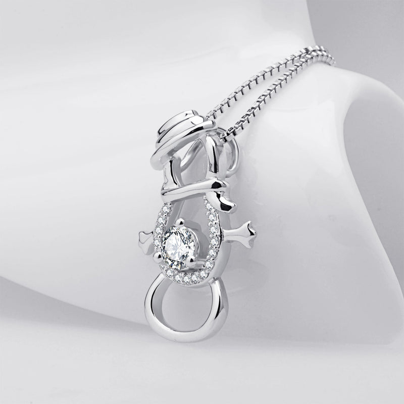 S925 Sterling Silver Snowman Pendant Necklace Obsesie