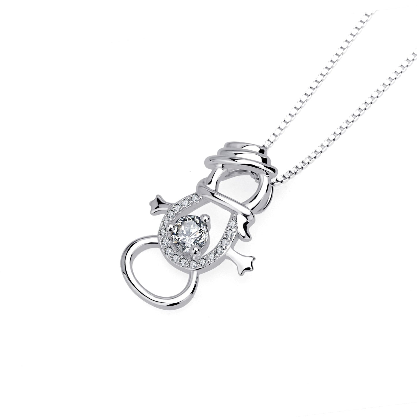 S925 Sterling Silver Snowman Pendant Necklace Obsesie