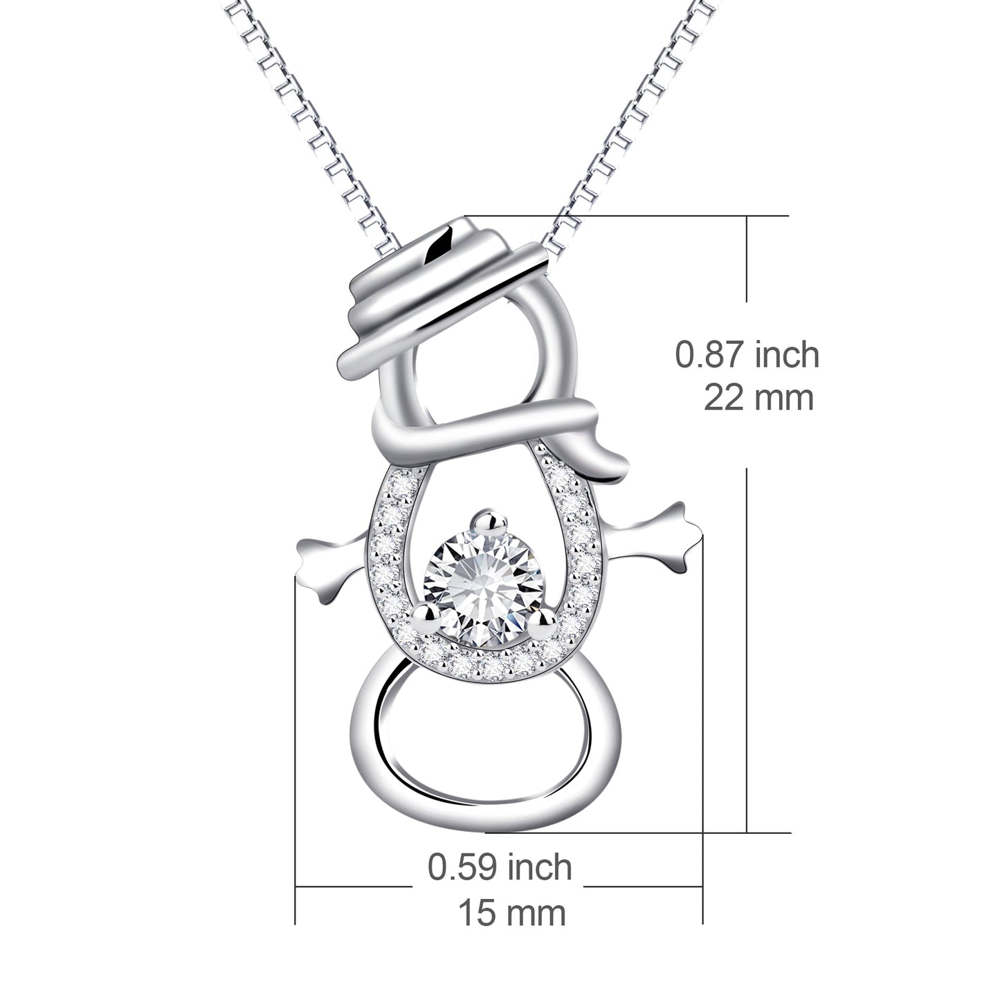 S925 Sterling Silver Snowman Pendant Necklace Obsesie