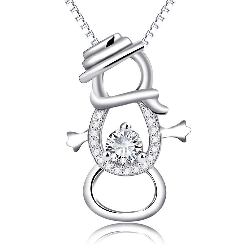 S925 Sterling Silver Snowman Pendant Necklace Obsesie