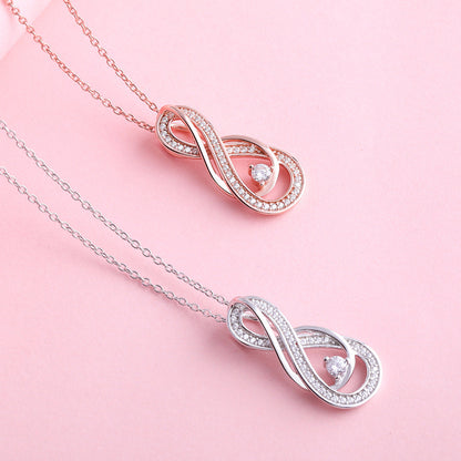 S925 Sterling Silver Unstoppable Love Infinity Sign Anniversary Gift Necklace Obsesie